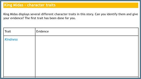 King Midas' character traits