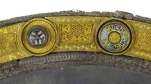 National Museum of Ireland The silver chalice and paten (pictured) are decorated with outstanding examples of ancient Celtic goldsmithing (Credit: National Museum of Ireland)