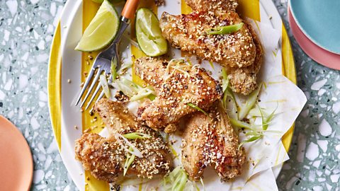 Air fryer chicken wings with sticky glaze