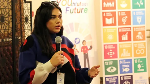 Courtesy of Nadine Khaouli In Lebanon, Nadine Khaouli usesTwitter, Facebook, Instagram and LinkedIn to document and amplify her activist work (Credit: Courtesy of Nadine Khaouli)