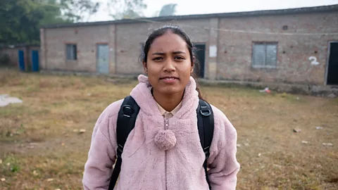 Eileen McDougall Hima Kusunda attends a boarding school where she is also learning her native language (Credit: Eileen McDougall)