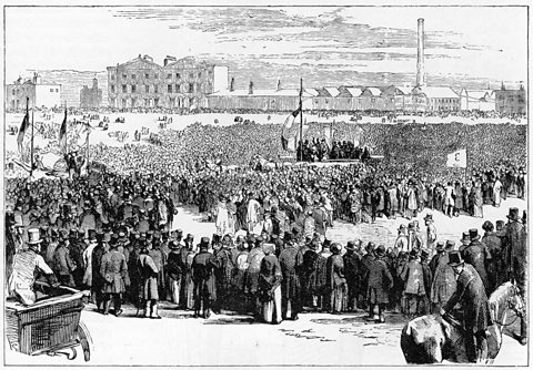 A Chartist demonstration on Kennington Common, London, 10th April 1848. The Chartists were an organisation of working-class people who campaigned for political reform.