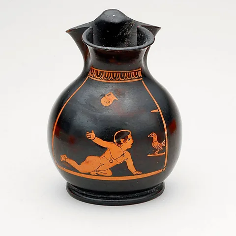Alamy Small Ancient Greek jugs like this one from 430 BC, which are called choes, often show children playing (Credit: Alamy)