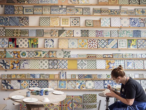 The Heart of Sicily Travellers can visit the studio and furnace of ceramist Giovanni D'Angelo, who has been crafting tiles for more than three decades (Credit: The Heart of Sicily)