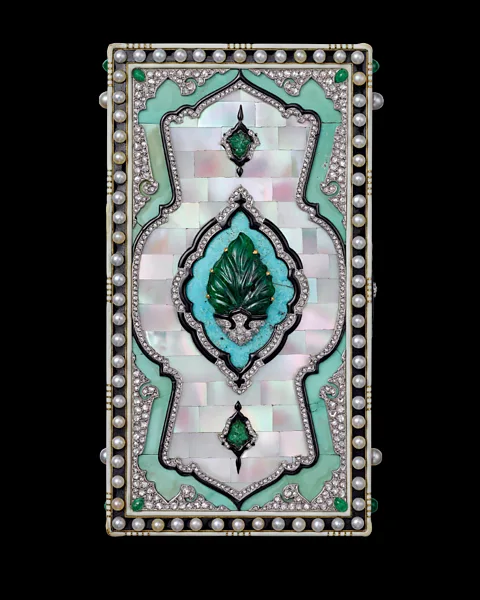 Nils Harmann, Collection Cartier A Cartier vanity case, 1924, with mother-of-pearl and turquoise, echoes geometric Islamic patterns (Credit: Nils Harmann, Collection Cartier)