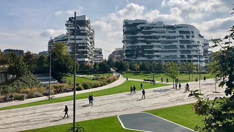 M M Photographer/Getty Images Milan's new CityLife district is one of the largest car-free zones in Europe (Credit: M M Photographer/Getty Images)
