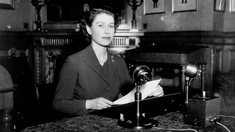 Hulton Archive/Getty Images Queen Elizabeth II gave her first Christmas broadcast in 1952 – the first in a 70 year long record that charts the changing face of Britain (Credit: Hulton Archive/Getty Images)