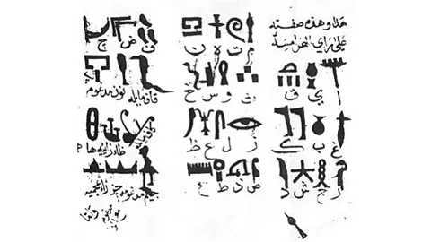 Alamy Ibn Wahshiyya's 985 AD translation of the Ancient Egyptian hieroglyph alphabet (Credit: Alamy)