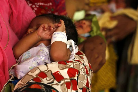 Getty Images Bacteria can infect newborns during the birth or they can pick up infections in the days that follow from the environment (Credit: Getty Images)