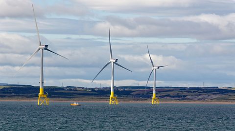 Three offshore wind turbines that make up part of Aberdeen Bay Windfarm