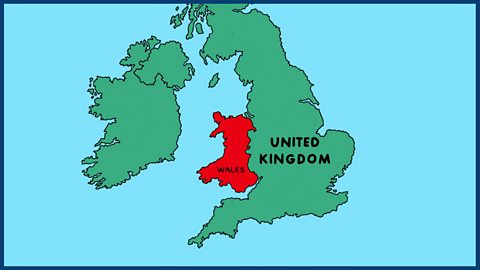 Map locating Wales in the UK