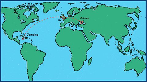 Map showing Mary Seacole's journey