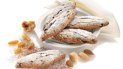 A picture of Pan dei morti (literally 'bread of the dead') - Italian biscuits with raisins and almonds