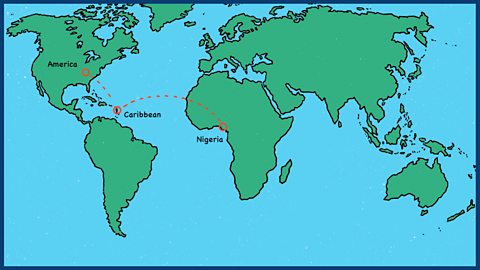 Map: Olaudah's forced journey to America