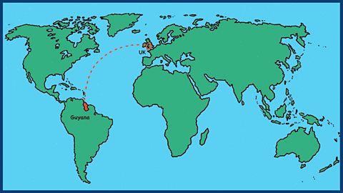 The journey made by Nigel's parents from Guyana