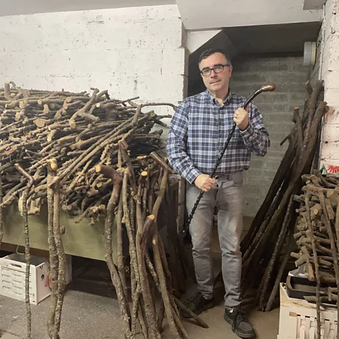 Francis McCaffrey The recent rise of bataireacht has greatly benefited traditional shillelagh craftsmen, who handcraft the weapons from blackthorn wood (Credit: Francis McCaffrey)