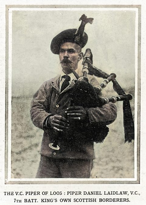 A photograph of Piper Daniel Laidlaw, who was awarded the Victoria Cross for bravery at the Battle of Loos.