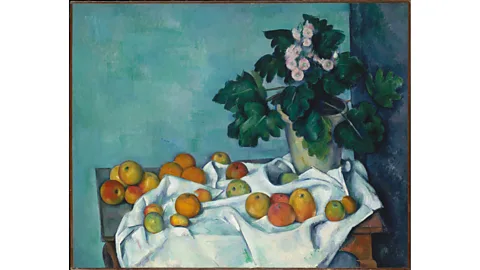 Metropolitan Museum Still Life with Apples and a Pot of Primroses (c 1890) contains a detail showing what happens when our peripheral vision fades (Credit: Metropolitan Museum)