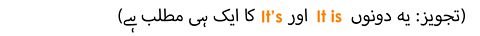 (Tip: Both 'It is...' and 'It's...' mean the same thing)