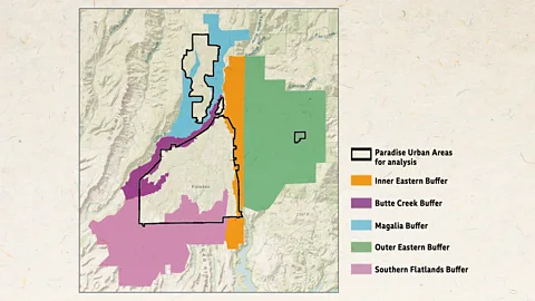 Conservation Biology Institute The proposed wildfire risk reduction buffers (Credit: Conservation Biology Institute)