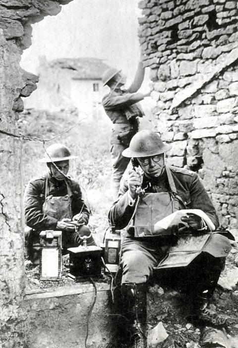 The U.S. Army Signal Corp establishing battlefield communications during the Battle of Saint-Mihiel, September 1918.