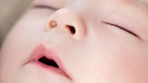 Lev Dolgachov/Alamy An infant's nostrils can easily become constricted when put to sleep chin to chest or if obstructed by a toy or blanket (Credit: Lev Dolgachov/Alamy)