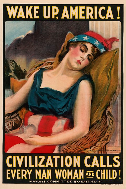 A WW1 recruitment poster from 1917 entitled 'Wake Up, America!'