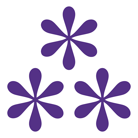 A purple asterism punctuation mark. It looks like three asterisks arranged into a triangle. 