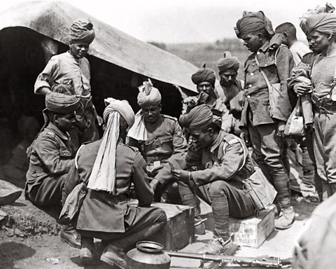 Indian troops relaxing during World War One. Over a millions Indian soldiers fought in World War One. 