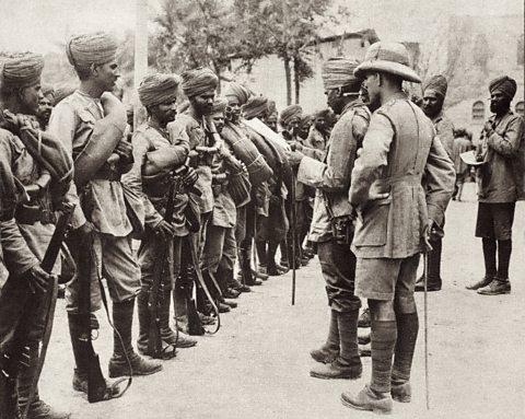 Indian troops in Iraq, 1916. Indian soldiers played an important role as part of the British forces in the Middle East during WW1.