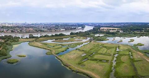 WWT Participants of the blue prescribing scheme go for guided walks at the London Wetland Centre – a large urban wetland (Credit: WWT)