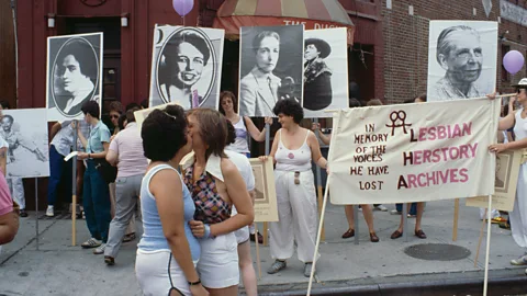 Getty Images Hall's legacy endured – her photo appeared in a 1982 Pride Parade in New York City (Credit: Getty Images)