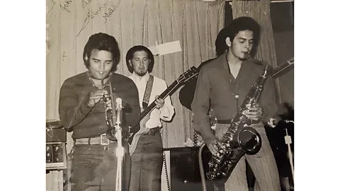 Courtesy of Richard Bean Singer-songwriter Richard Bean (pictured on saxophone) wrote Suavecito while at high school in San Francisco (Credit: Courtesy of Richard Bean)