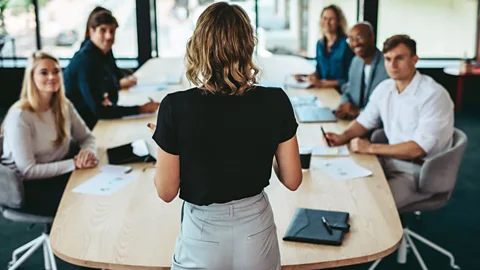 Getty Images For some people, it's jarring to see women in power when they haven't traditionally been at the head of the table – and this may erode trust (Credit: Getty Images)