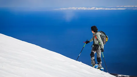 Oscar Boyd On Rishiri there are no big hotels or ski lifts; everything you descend you must climb yourself (Credit: Oscar Boyd)