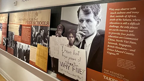 Larry Bleiberg Exhibits inside the former school highlight the unequal education standards of the day (Credit: Larry Bleiberg)