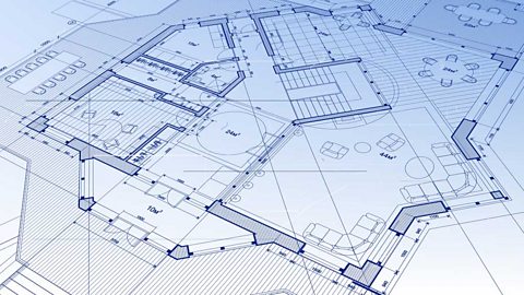 Architectural plan - blueprint of a modern residential building