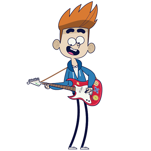 A cartoon of Ben playing his guitar