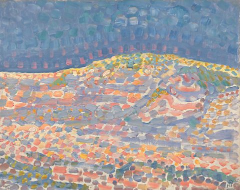 Study Of A Dune With A Ridge On The Right, painted by Piet Mondrian in 1909.