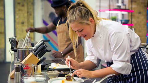 Poppy O'Toole on the set of Young MasterChef