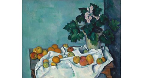 A painting - Apples and primroses by Paul Cézanne