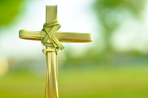 A cross made from a palm leaf