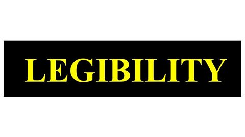 The word legibility written in yellow against black background