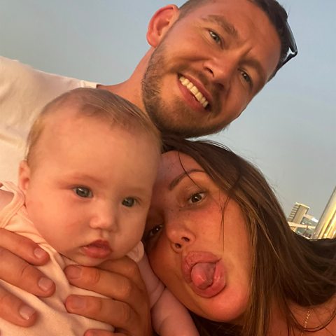 Charlotte Crosby, boyfriend Jake Ankers and baby Alba.