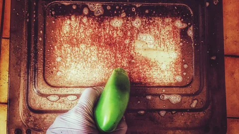 Alamy Vinegar spray being used on an oven (Credit: Alamy)