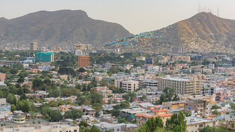 The skyline of the city of Kabul in Afghanistan 