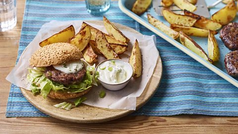 bean burgers with wedges
