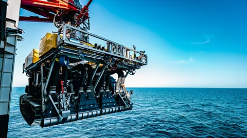 The Metals Company Machinery to collect polymetallic nodules from the ocean floor has been deployed in tests, but not yet commercially in the international seabed (Credit: The Metals Company)