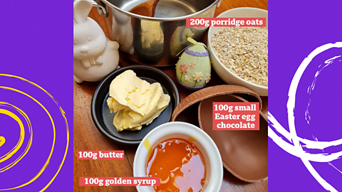 The ingredients laid out for the flapjack recipe