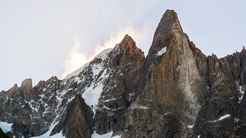 Getty Images The rock scar on the west face of Aiguille du Dru (Credit: Getty Images)